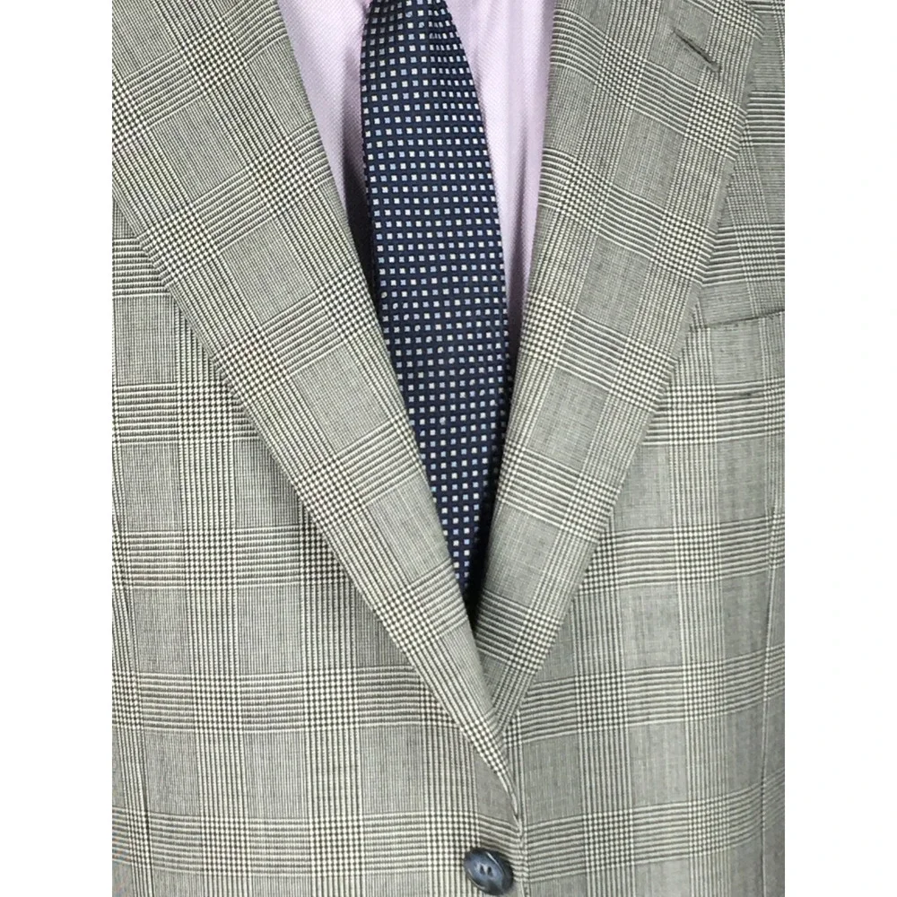 40R Brioni Italy Mens 2 Button 100% Wool Blazer Sport Coat Gray Glen Check